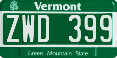 VT license plate ZWD399