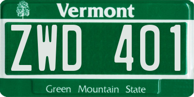VT license plate ZWD401