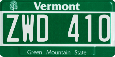 VT license plate ZWD410