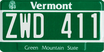 VT license plate ZWD411