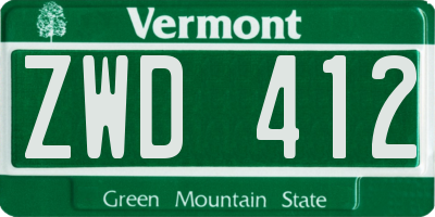 VT license plate ZWD412