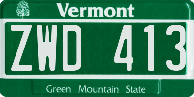 VT license plate ZWD413