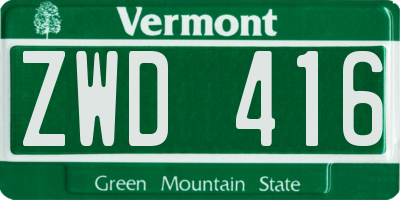 VT license plate ZWD416