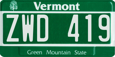 VT license plate ZWD419