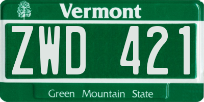 VT license plate ZWD421