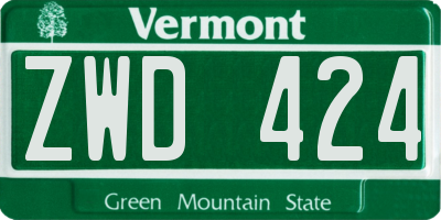 VT license plate ZWD424