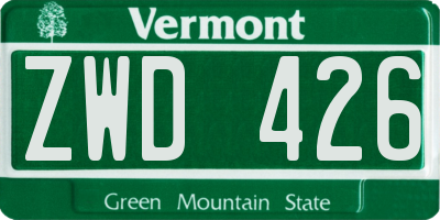 VT license plate ZWD426