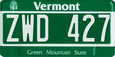 VT license plate ZWD427