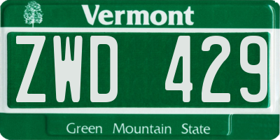 VT license plate ZWD429