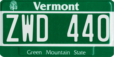 VT license plate ZWD440