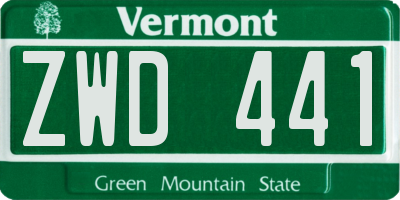 VT license plate ZWD441