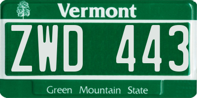 VT license plate ZWD443