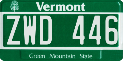 VT license plate ZWD446