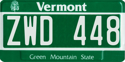 VT license plate ZWD448