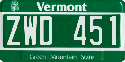 VT license plate ZWD451