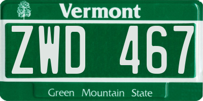 VT license plate ZWD467