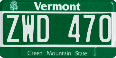 VT license plate ZWD470
