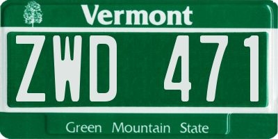 VT license plate ZWD471