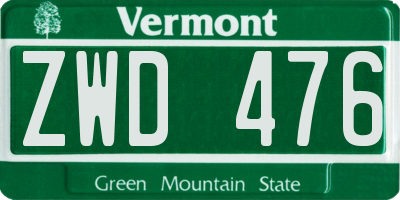 VT license plate ZWD476