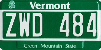 VT license plate ZWD484