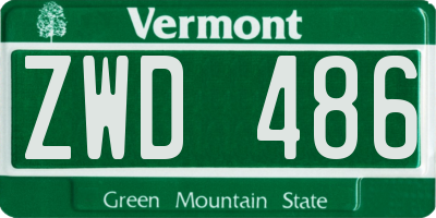 VT license plate ZWD486