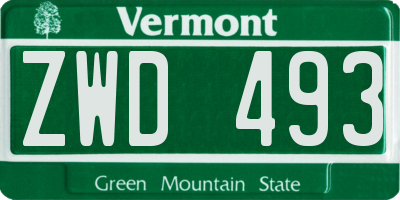 VT license plate ZWD493