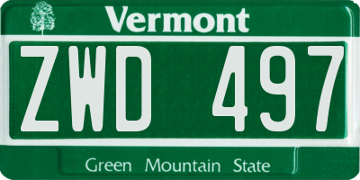 VT license plate ZWD497