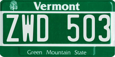 VT license plate ZWD503