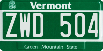 VT license plate ZWD504