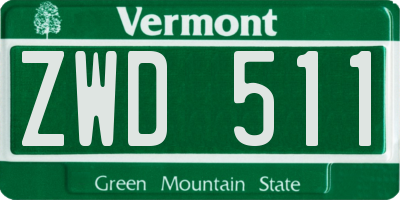 VT license plate ZWD511
