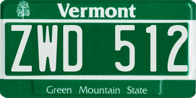 VT license plate ZWD512