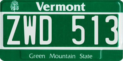 VT license plate ZWD513