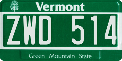 VT license plate ZWD514