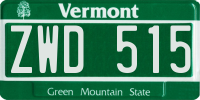 VT license plate ZWD515