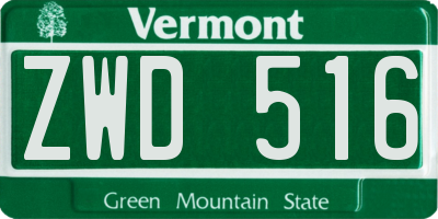 VT license plate ZWD516