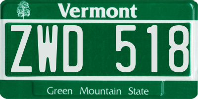 VT license plate ZWD518
