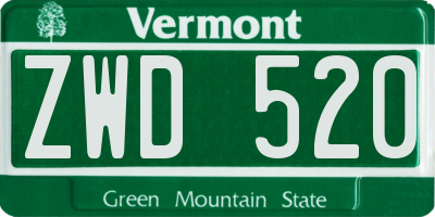 VT license plate ZWD520