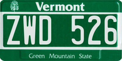 VT license plate ZWD526