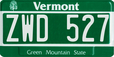 VT license plate ZWD527