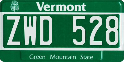 VT license plate ZWD528
