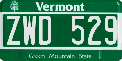 VT license plate ZWD529