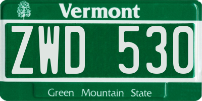 VT license plate ZWD530