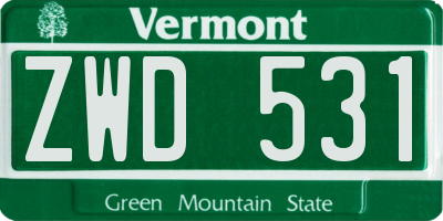 VT license plate ZWD531