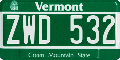 VT license plate ZWD532