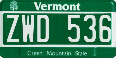 VT license plate ZWD536