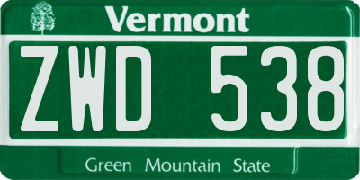 VT license plate ZWD538