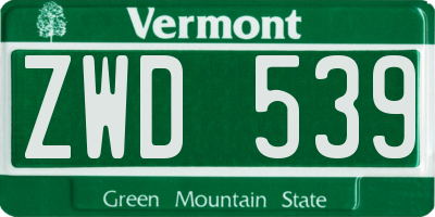 VT license plate ZWD539