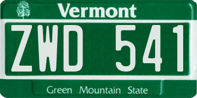 VT license plate ZWD541