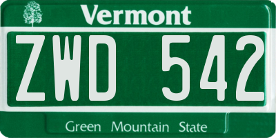 VT license plate ZWD542
