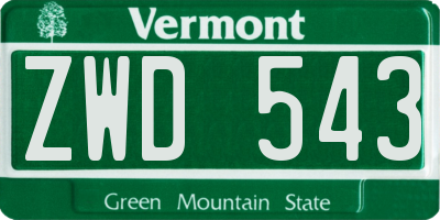 VT license plate ZWD543